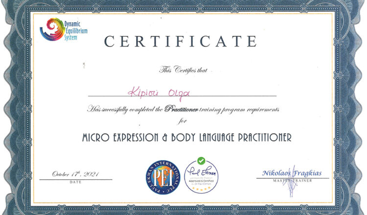 Micro Expressions & Body Language Practitioner Certification